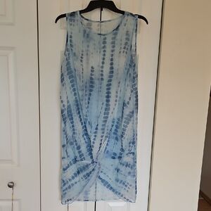 Blue Tie-Dye Sleeveless Dress